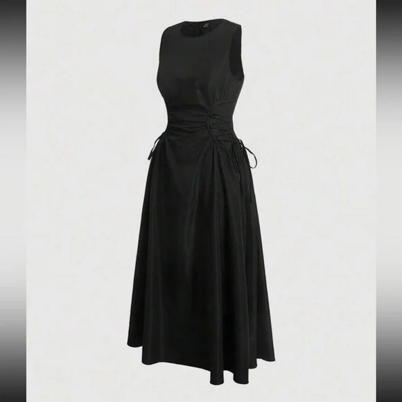 Black tie lace side midi maxi flowy fur no flare style Dre’s - Picture 1 of 3